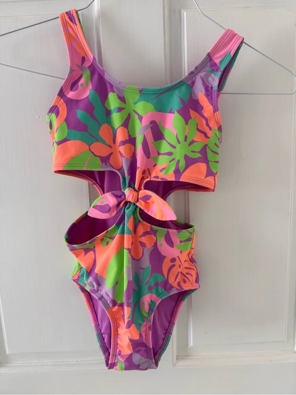 NWOT- Old Navy Kids One-Piece Swimsuit in Purple, Neon Orange & Lime